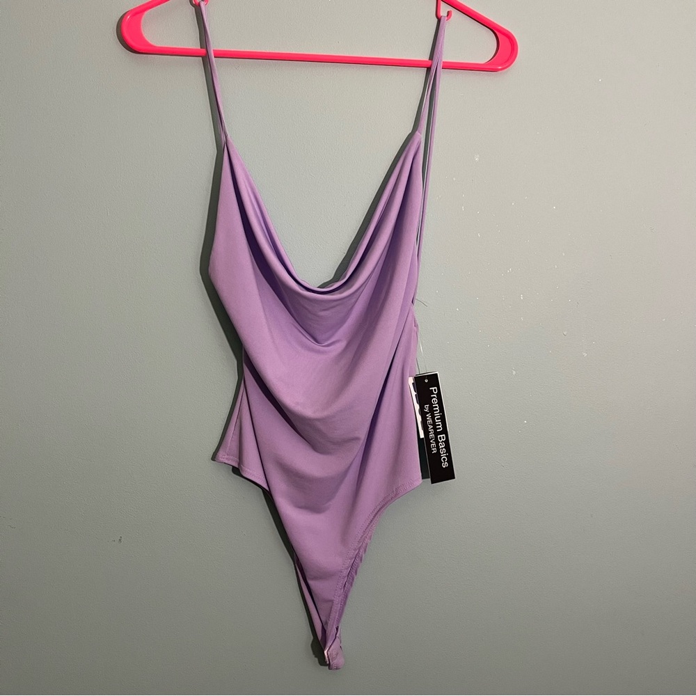 NWT Lavender Cowl Neck Bodysuit